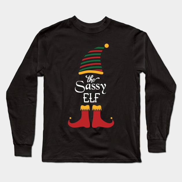 The Sassy Elf Matching Family Group Christmas Party Pajama Long Sleeve T-Shirt by Gufbox